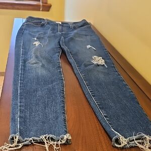 Current/Elliott Distressed Ankle Jeans in Blue